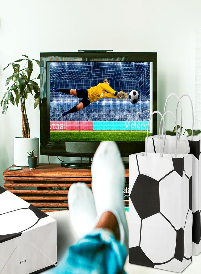 PEUTIER 16pcs Soccer Party Favor Paper Bags, Football Themed Party Gift Bags with Handles Soccer Goodie Bags Treat Candy Bags for Kids Adults Soccer Party Supplies (Style 2) - Image 5